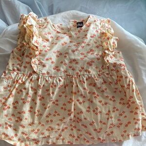 Tea Collection Kids Ruffle Top - Cream and Red